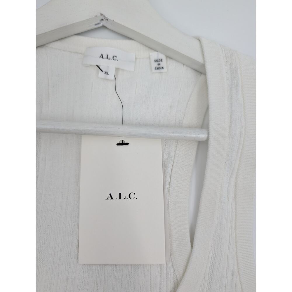 NWT A.L.C. Iris Racerback Cotton Blend Tank Top Bright White XL Stretchy - Picture 5 of 7
